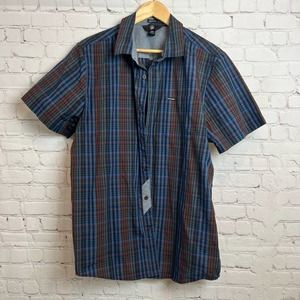 Volcom Collared short sleeve plaid Button Front Shirt Modern Fit XL Mens